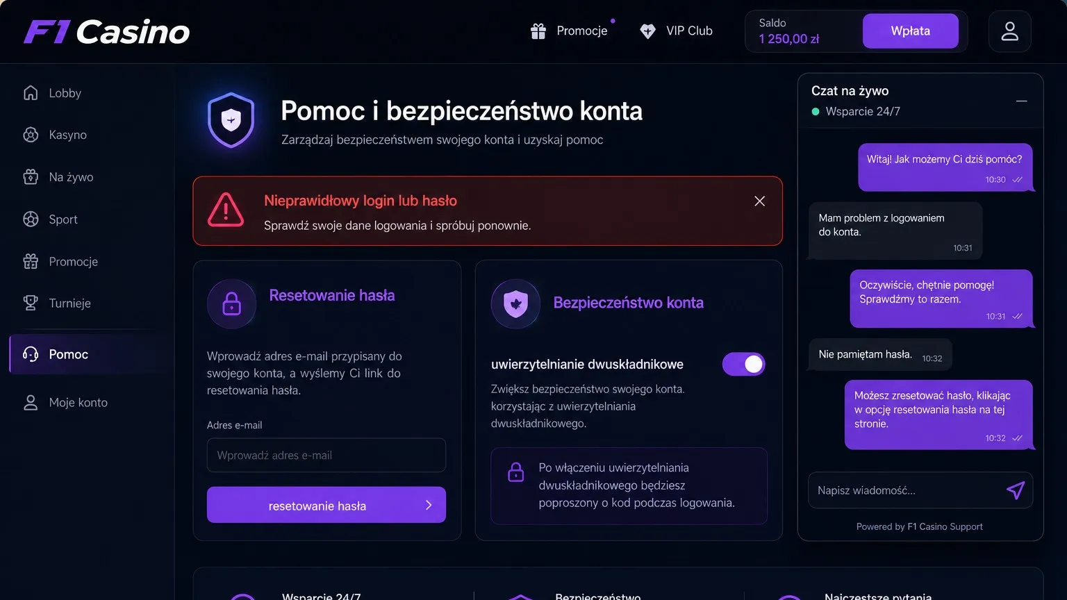 Typowe problemy z F1 Casino logowanie i ich rozwiązania