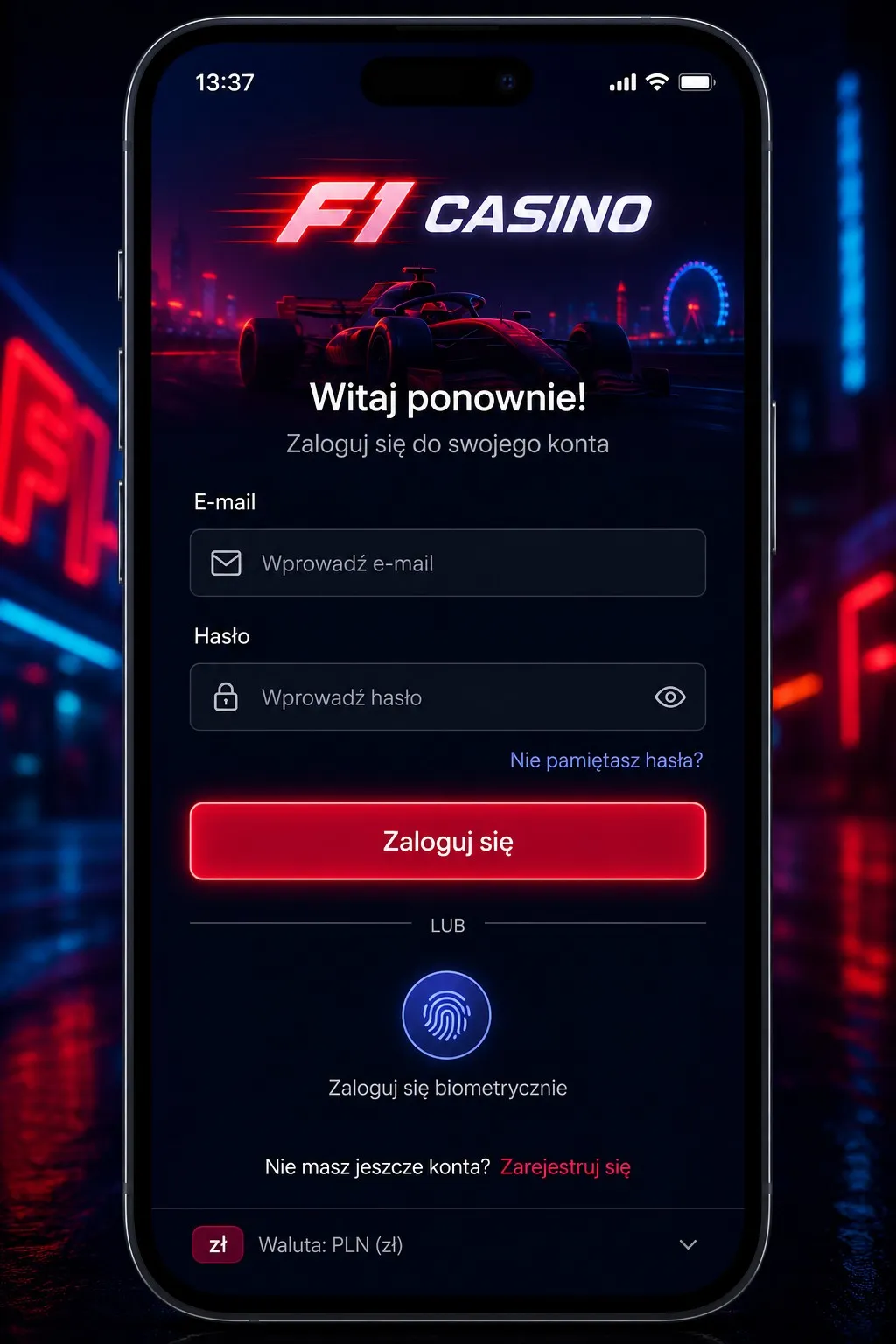 Logowanie mobilne w F1 Casino na telefonie